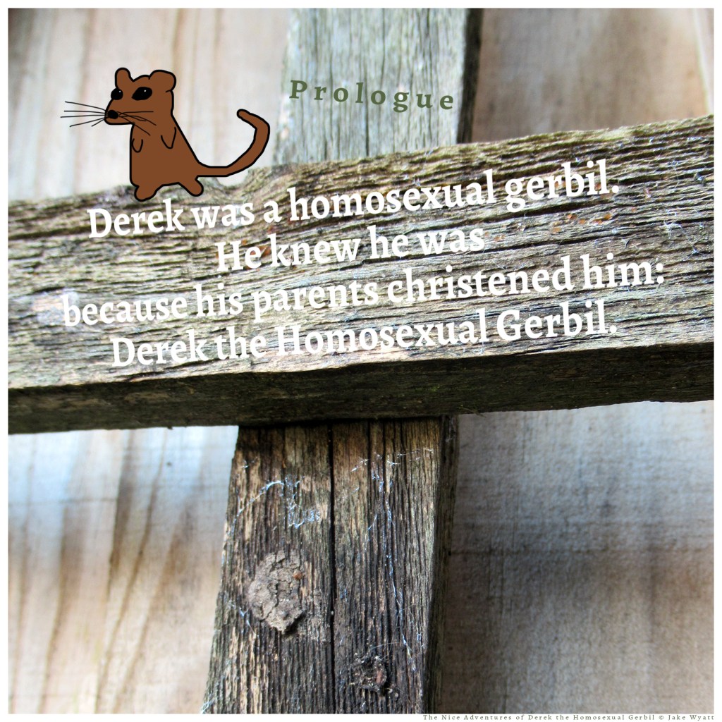 Derek was a homosexual gerbil. He knew he was because his parents christened him: Derek the Homosexual Gerbil.
